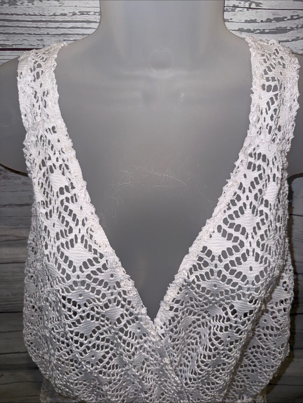 Xhilaration White Crochet Romper Swim Coverup Size Medium